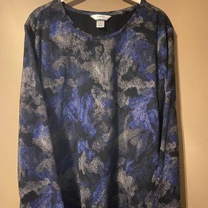 Abstract Blue and Grey Long Sleeve Top